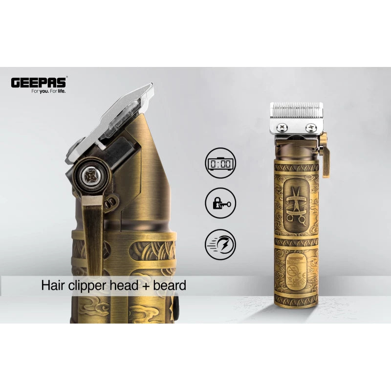 مقص شعر Geepas GTR56030 – شحن لاسلكي، شاشة LED، 6 أمشاط