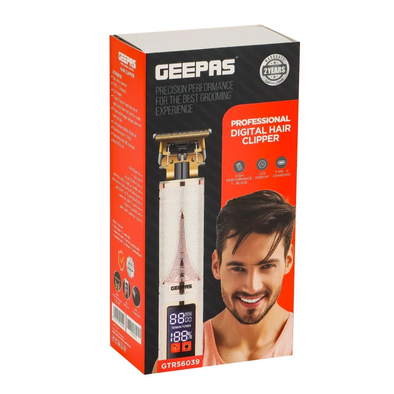 مقص شعر رقمي Geepas GTR56039 – شفره T R، شاشة LCD، 180 دقيقة