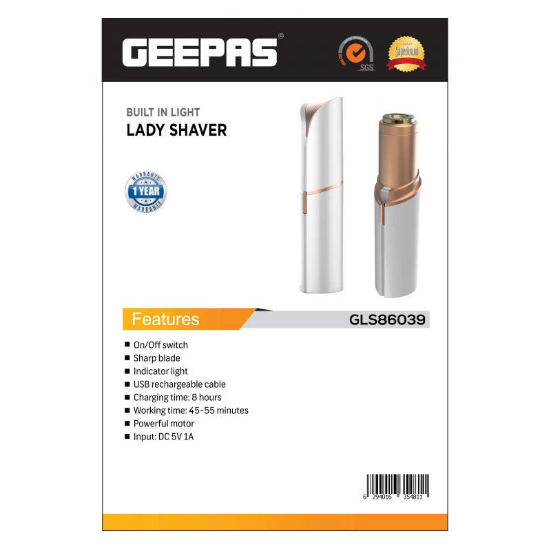 ماكينة حلاقة نسائية Geepas GLS86039 – USB، إزالة الشعر بدون ألم