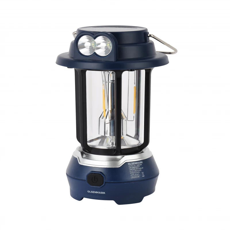 Olsenmark OME2824 LED Emergency Lantern with Solar Charging – 7 Hours Runtime | Portable | Blue | 2-Year Warranty