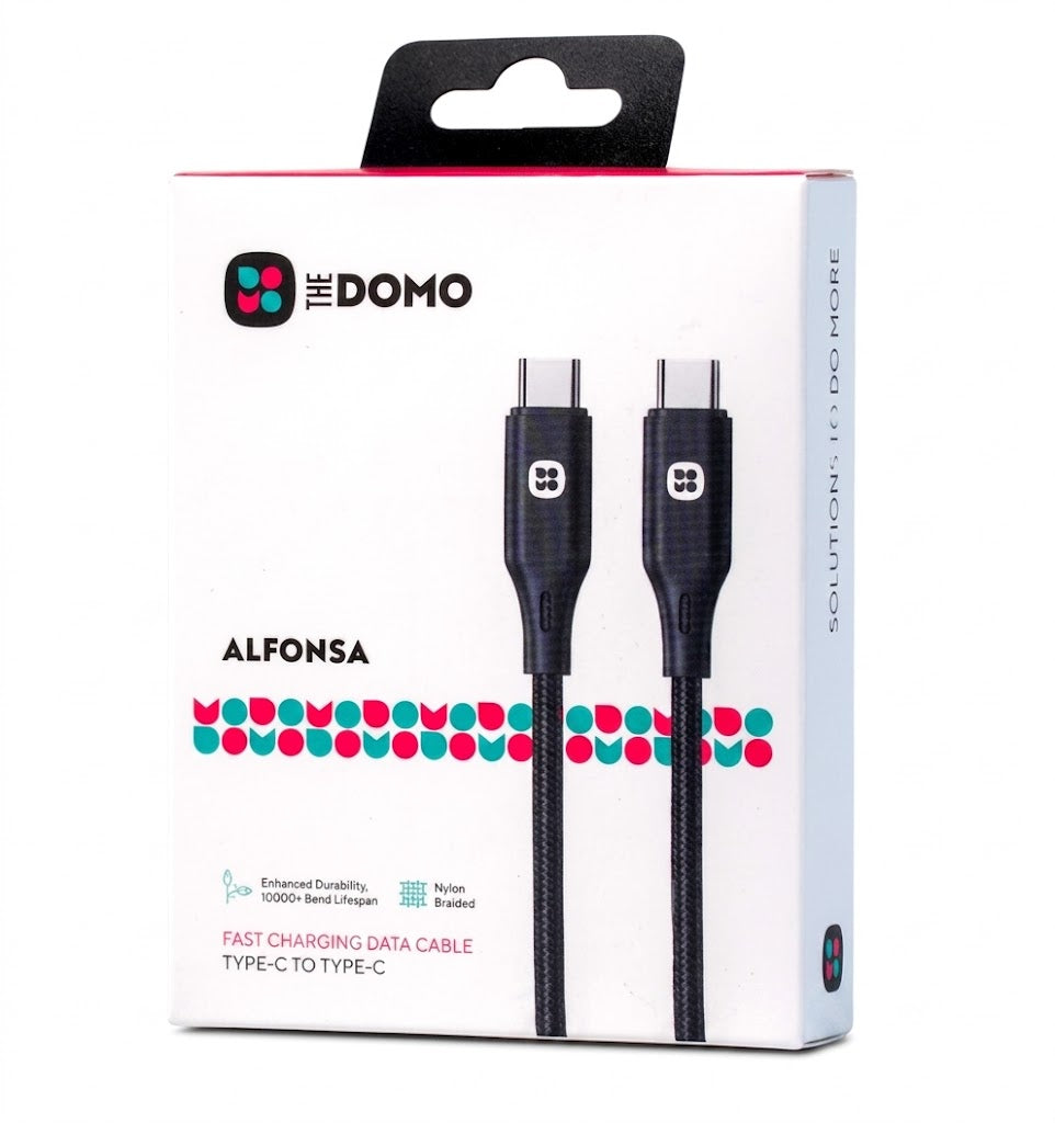 DOMO ALFONSA Fast Charging Nylon Braided USB-C to Type-C Cable Black