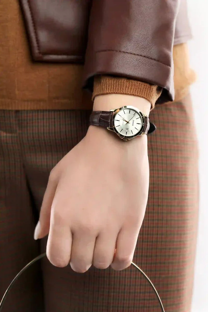 Casio Women's LTP-V004GL-9A Genuine Leather Band Analog Watch