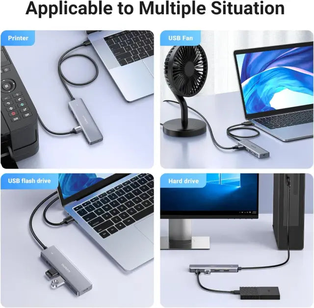 يوجرين موزع USB 3.0 بـ3 منافذ USB-A ومنفذ USB-C + طاقة USB-C