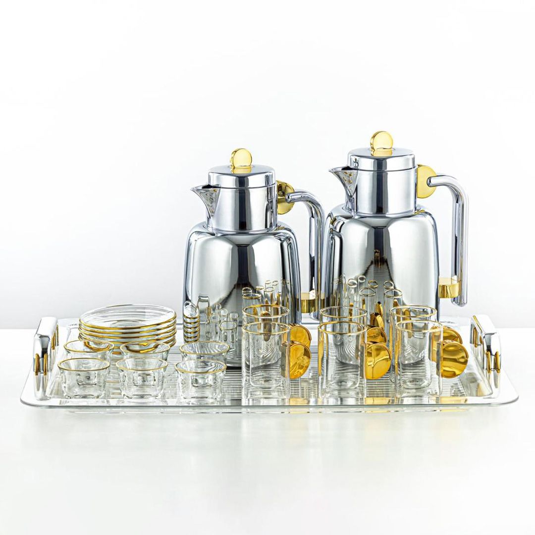 Almarjan 21-Piece Tea & Coffee Set - Silver & Gold
