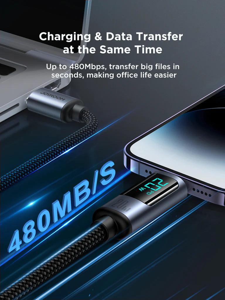 كابل شحن سريع من جوي روم تايب سي إلى لايتينج 20 وات - أسود