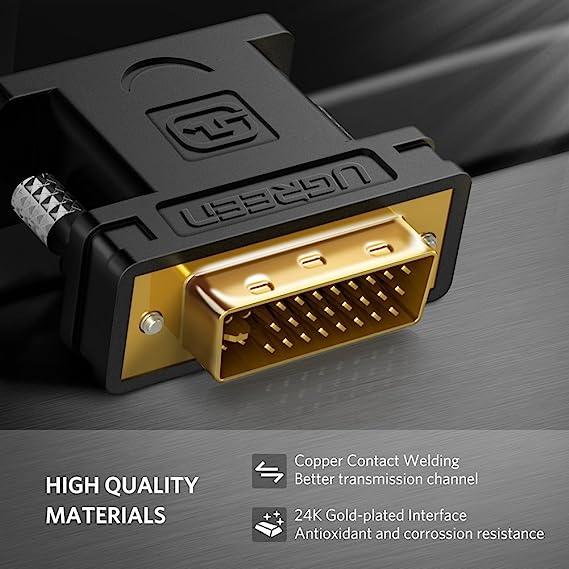 محول UGREEN DVI (24+5) ذكر إلى VGA أنثى (أسود)