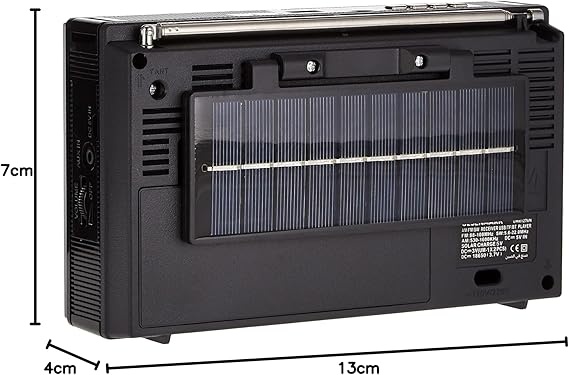 Olsenmark OMR1276 Portable Rechargeable Retro Radio with Bluetooth, USB, TF & Karaoke – 3-Band | Solar Charging | Black