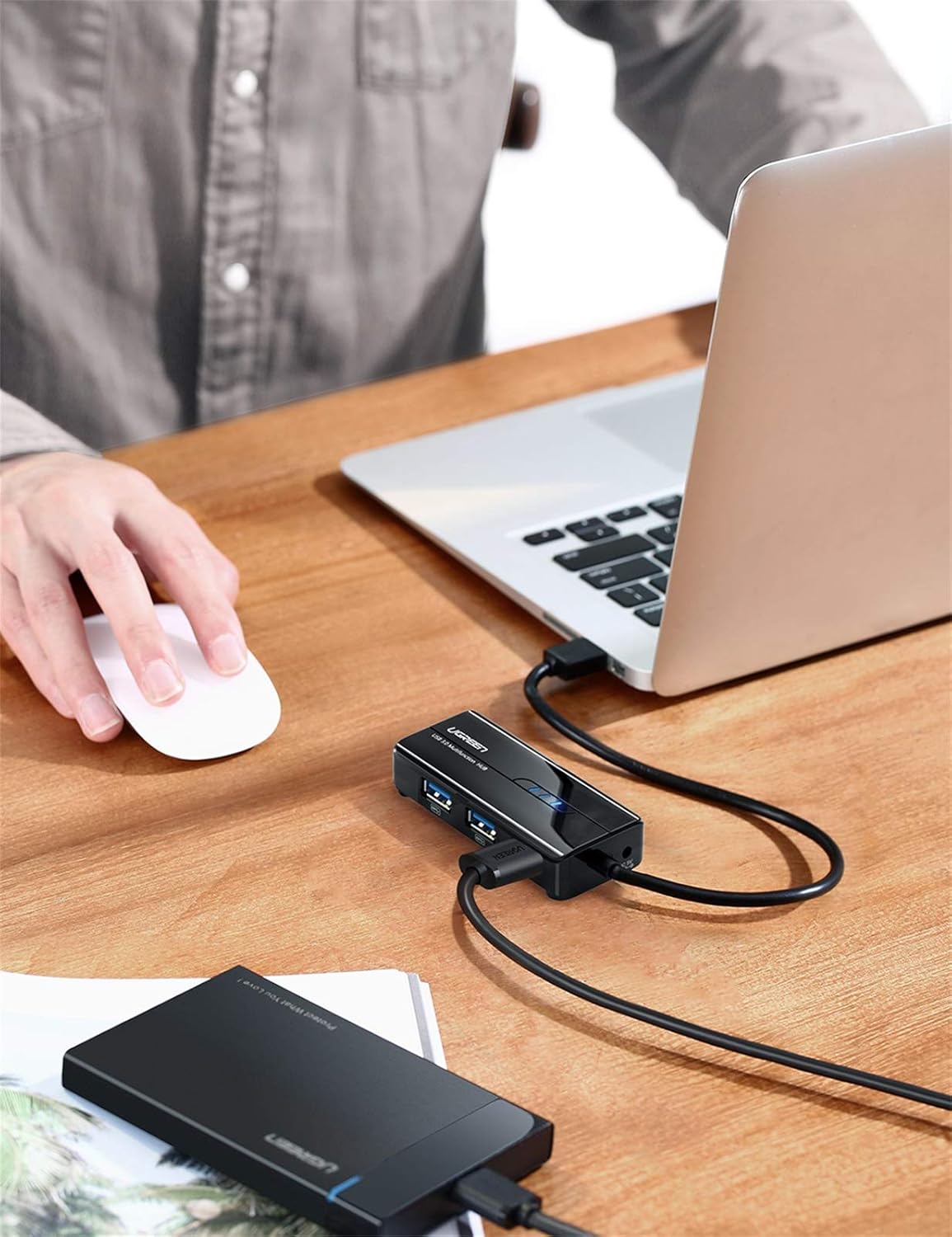 UGREEN USB 3.0 Hub with Gigabit Ethernet Adapter – 3 USB Ports + LAN