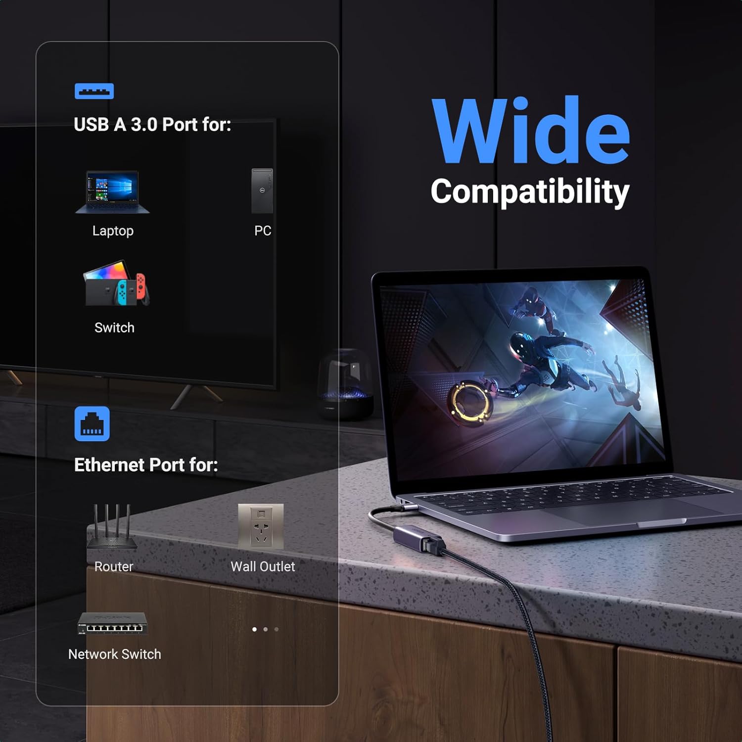 UGREEN USB 3.0 to Gigabit Ethernet Adapter – Aluminum Shell