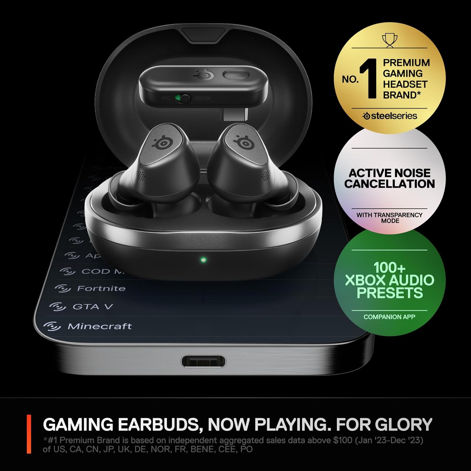 Arctis GameBuds - سماعات أذن لاسلكية مزدوجة للألعاب، بطارية تدوم حتى 40 ساعة