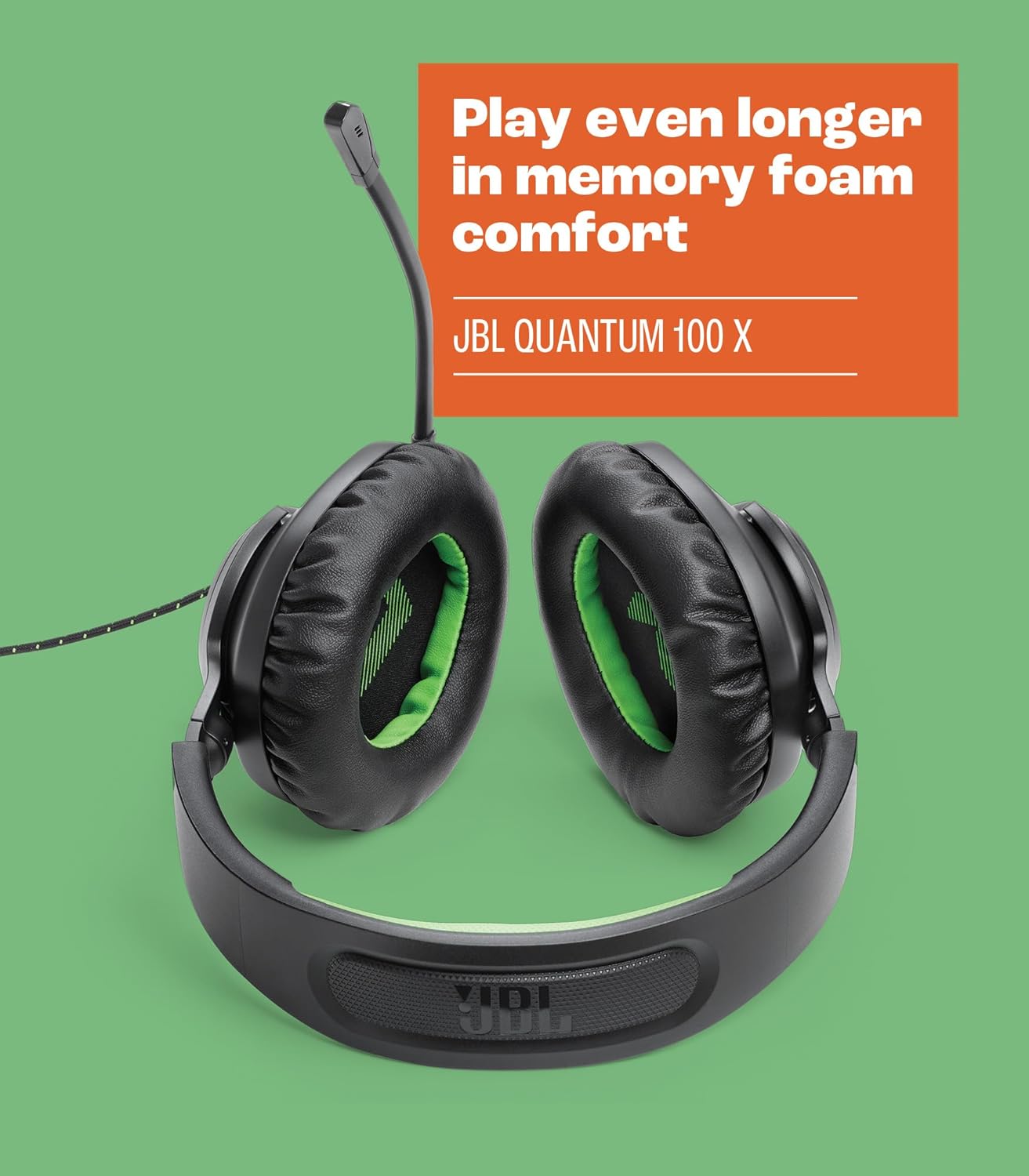 JBL Quantum 100X Wired over-ear gaming headset with a detachable mic