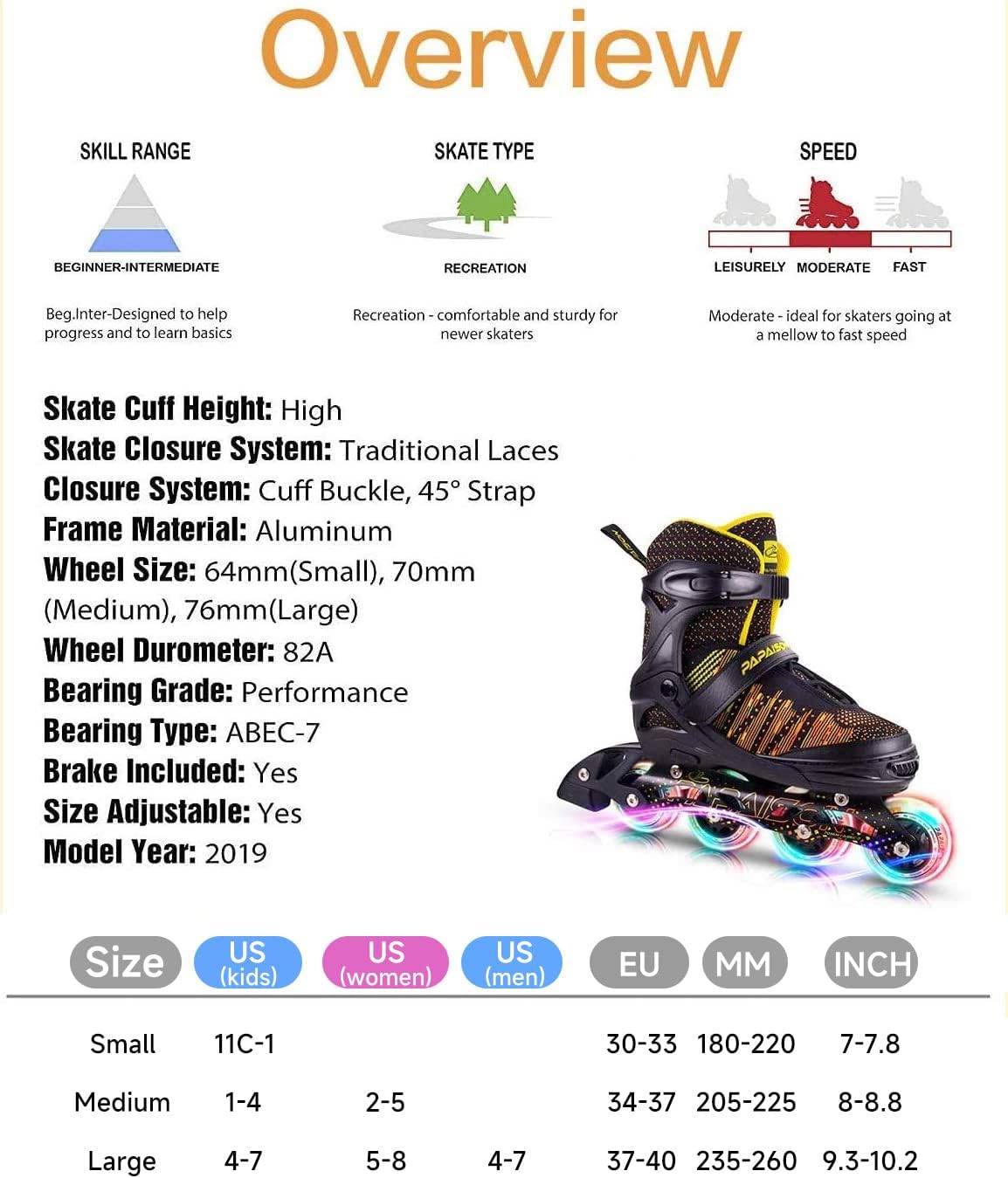 Papaison Light-Up Roller Skates – Model 310