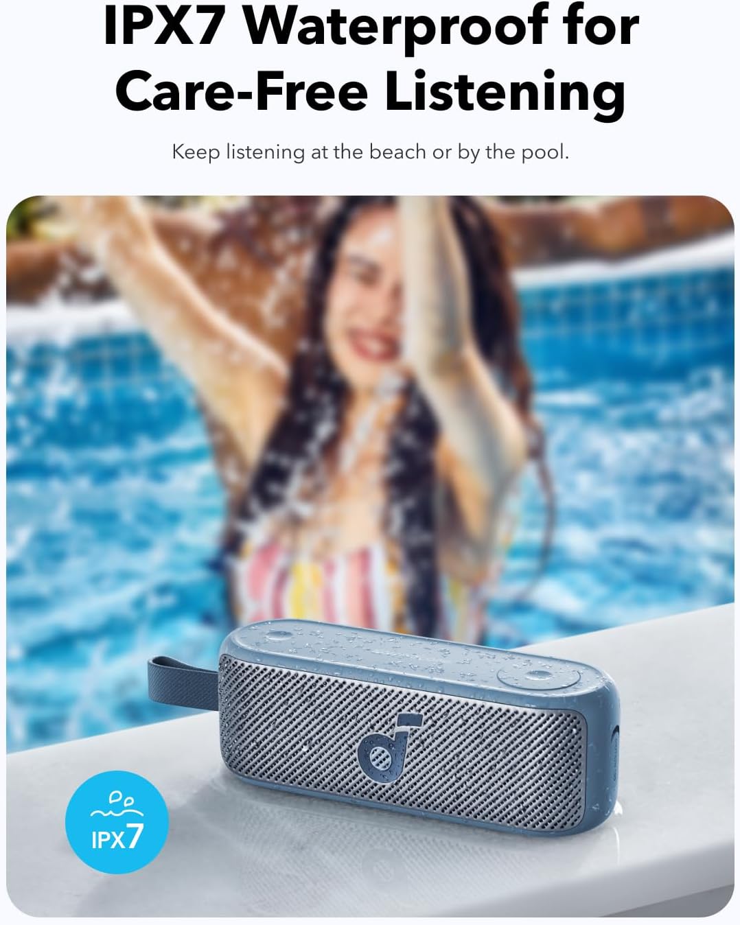 مكبر صوت أنكر ساوندكور قوي ومقاوم للماء - أسود & أزرق