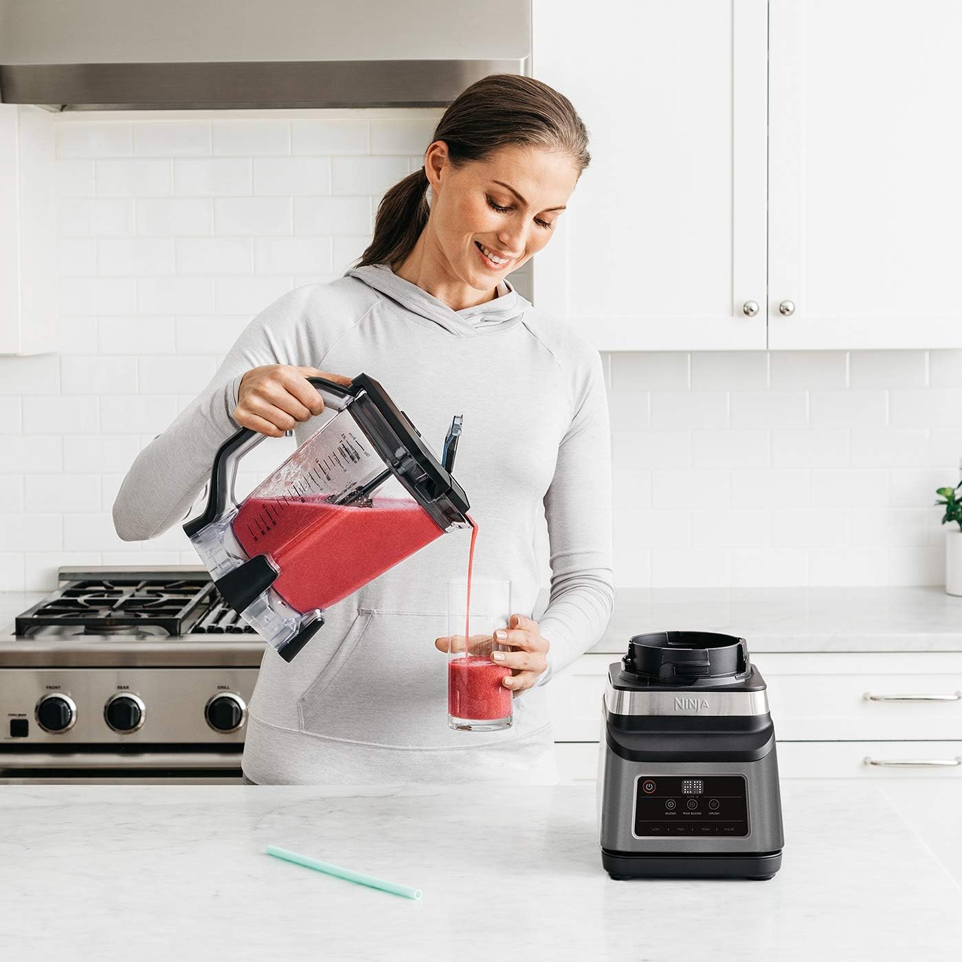 خلاط نينجا 2 في 1 مع 3 برامج أوتوماتيكية / إبريق سعة 2.1 لتر وكوب سعة 700 مل - أسود