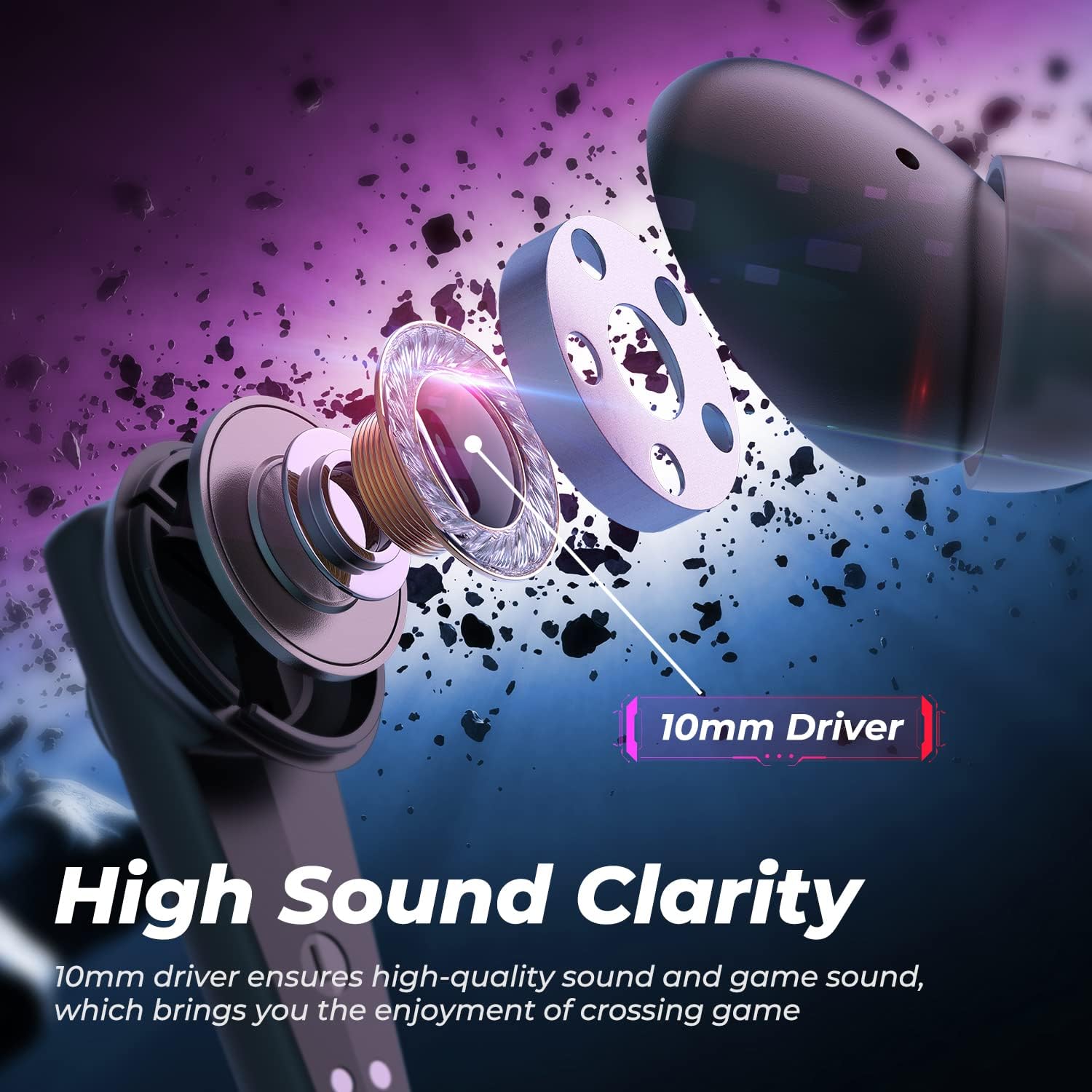 SoundPEATS CyberGear: بلوتوث 5.3، أضواء RGB، زمن انتقال منخفض، وقت تشغيل يصل إلى 26 ساعة - أسود