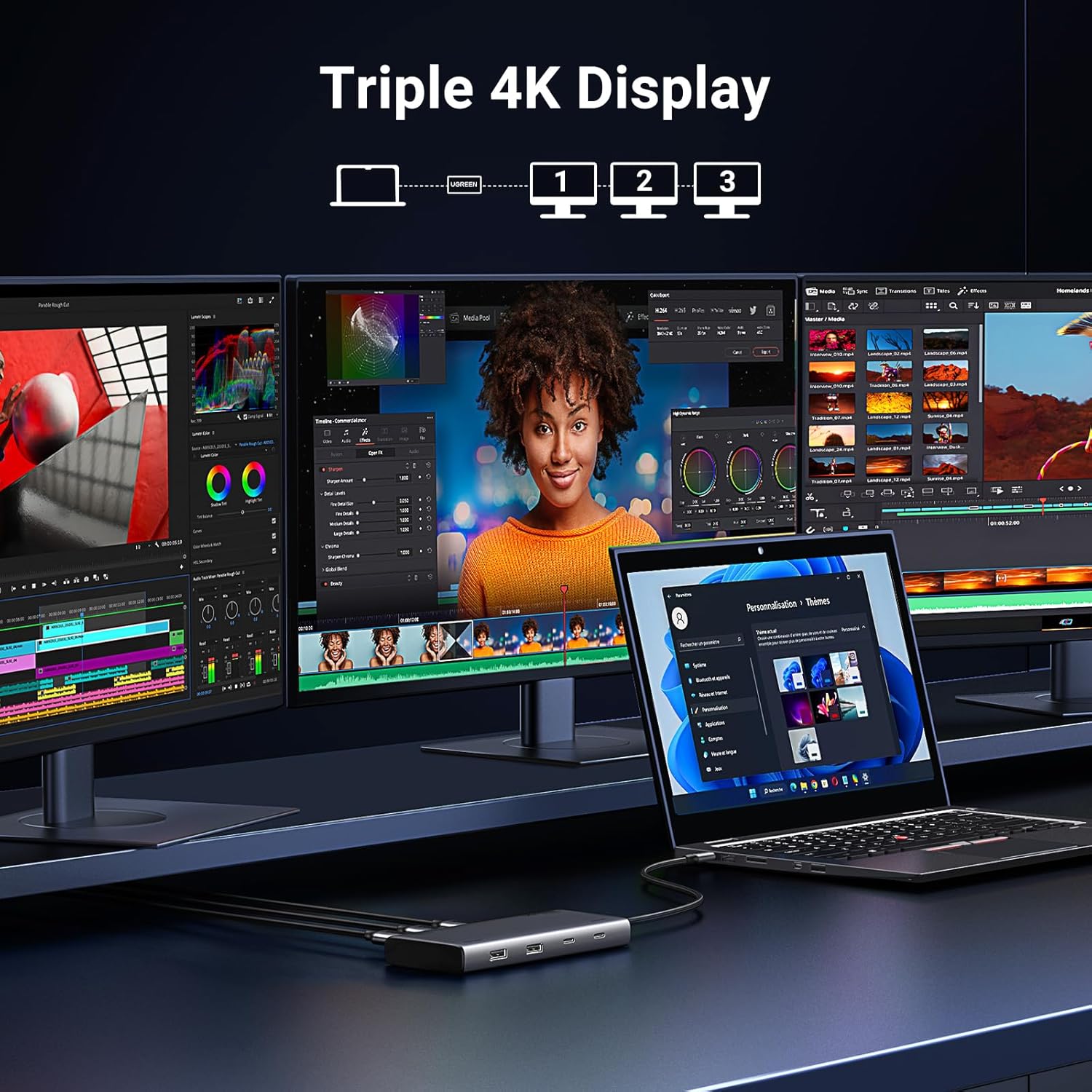 UGREEN 8-in-1 USB-C Dock with Dual HDMI, DP, 100W PD & 10Gbps