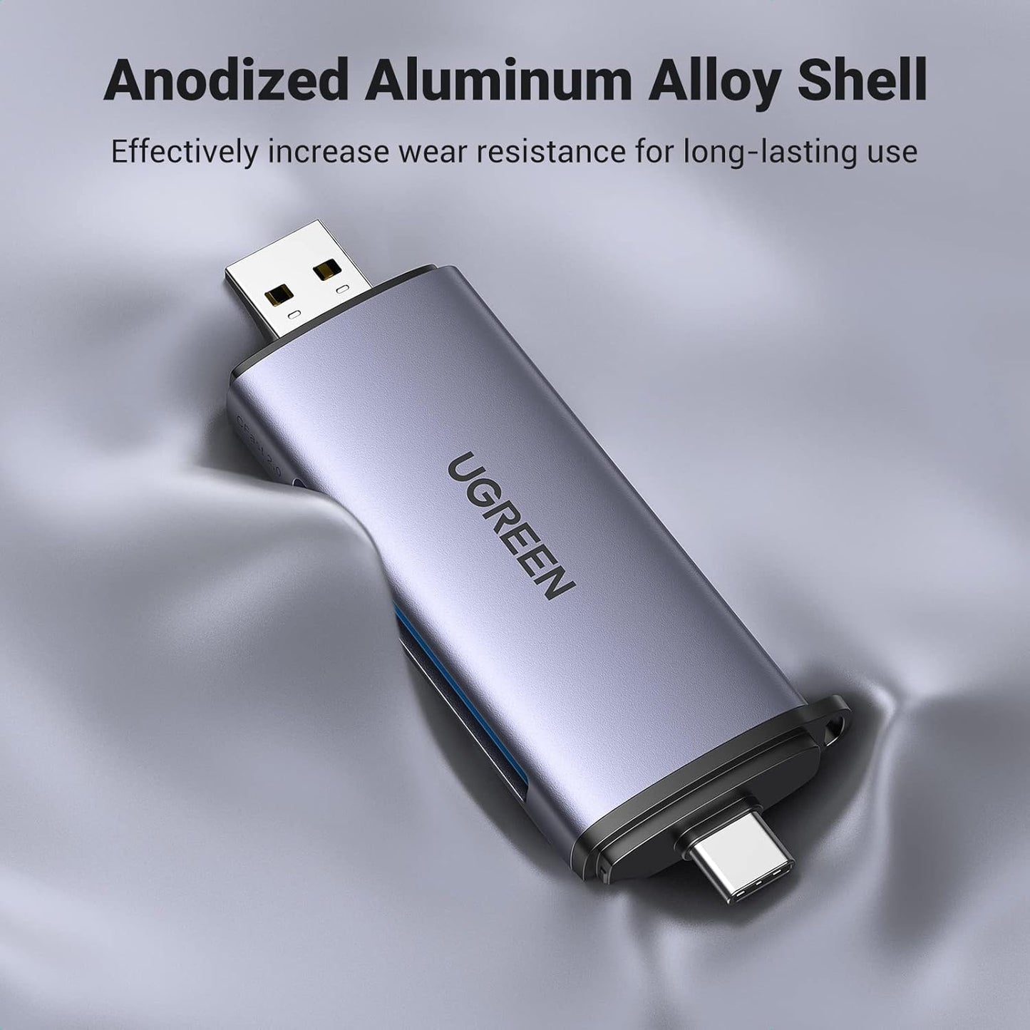 UGREEN CFast 2.0 Card Reader – USB-C & USB-A, Aluminum.