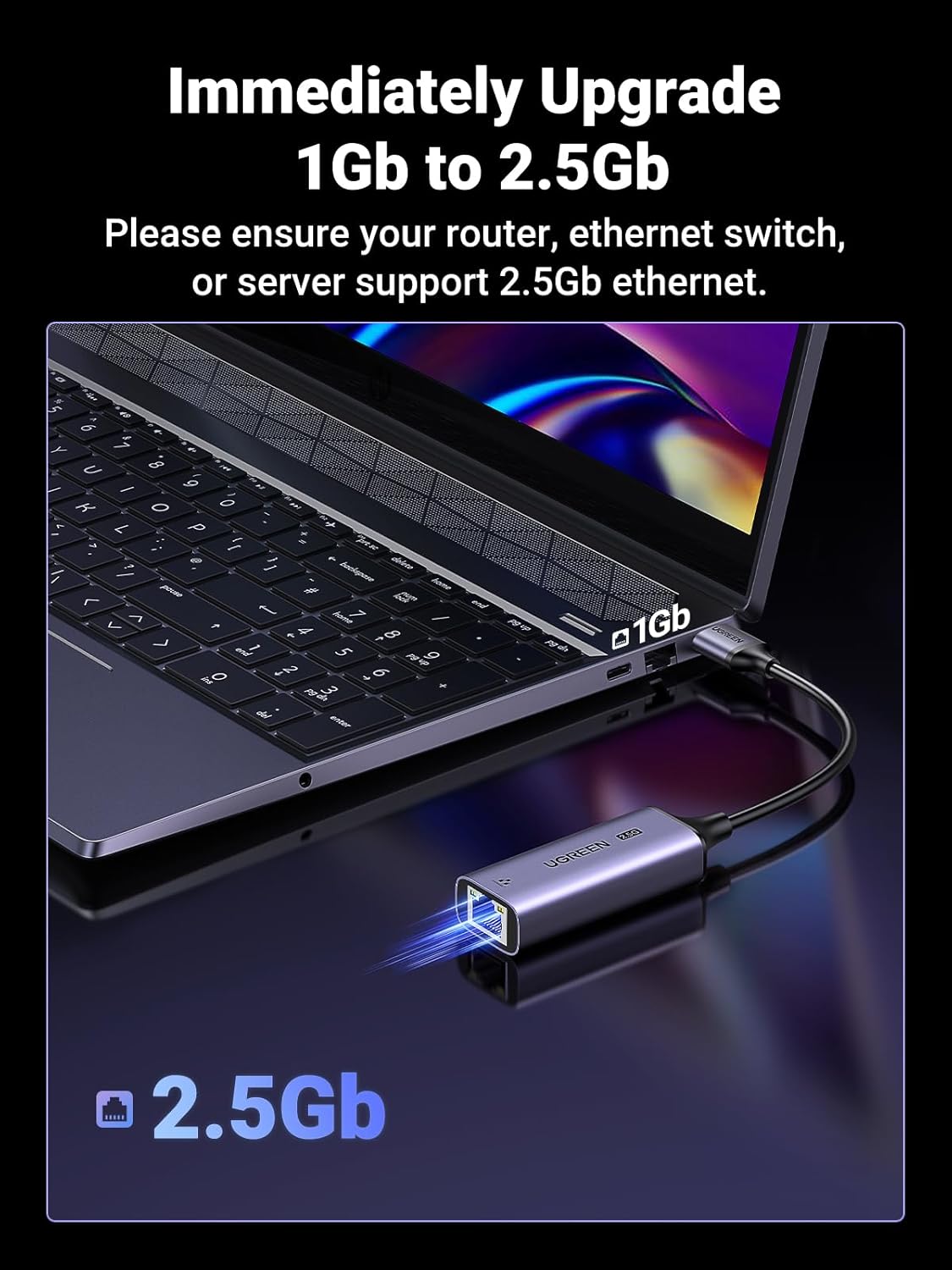 محول UGREEN إيثرنت 2.5Gbps USB 3.0 - غلاف ألمنيوم