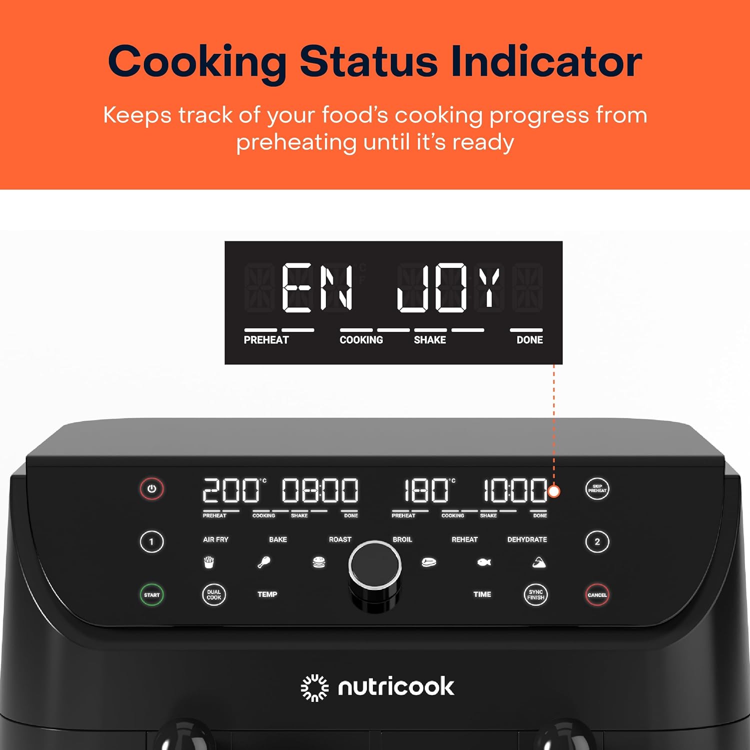 مقلاة هوائية Nutricook Duo 2 بدون رؤية 8.5 لتر / سلتين مستقلتين للتحكم - أسود