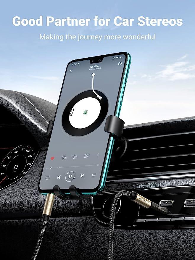 كابل صوت UGREEN 3.5 مم مضفر شبكي بطول 3 متر (رمادي) AV12510605