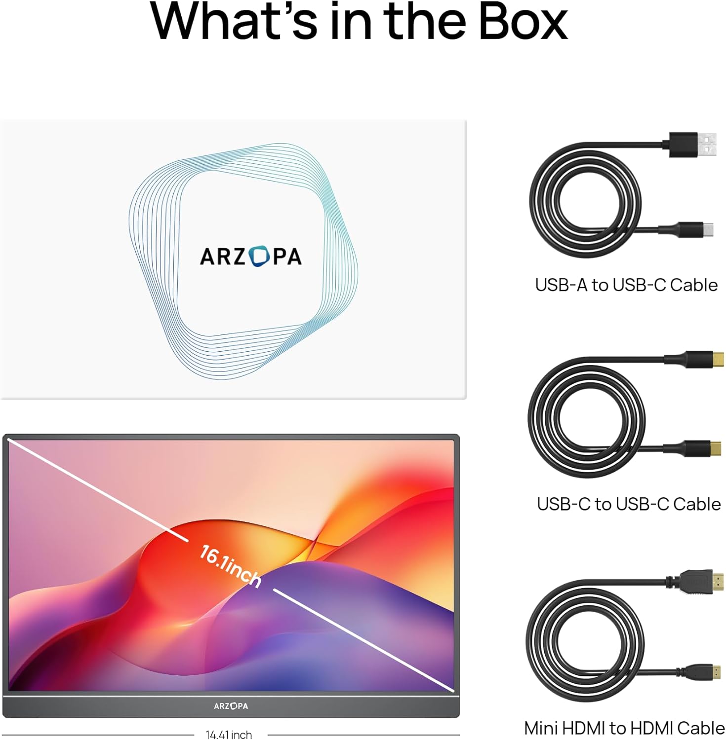 شاشة Arzopa Z1C محمولة 16.1" FHD | 100% sRGB