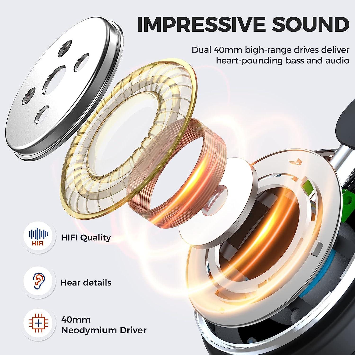 سماعات جوي روم اللاسلكية القابلة للطي بصوت عميق - أسود