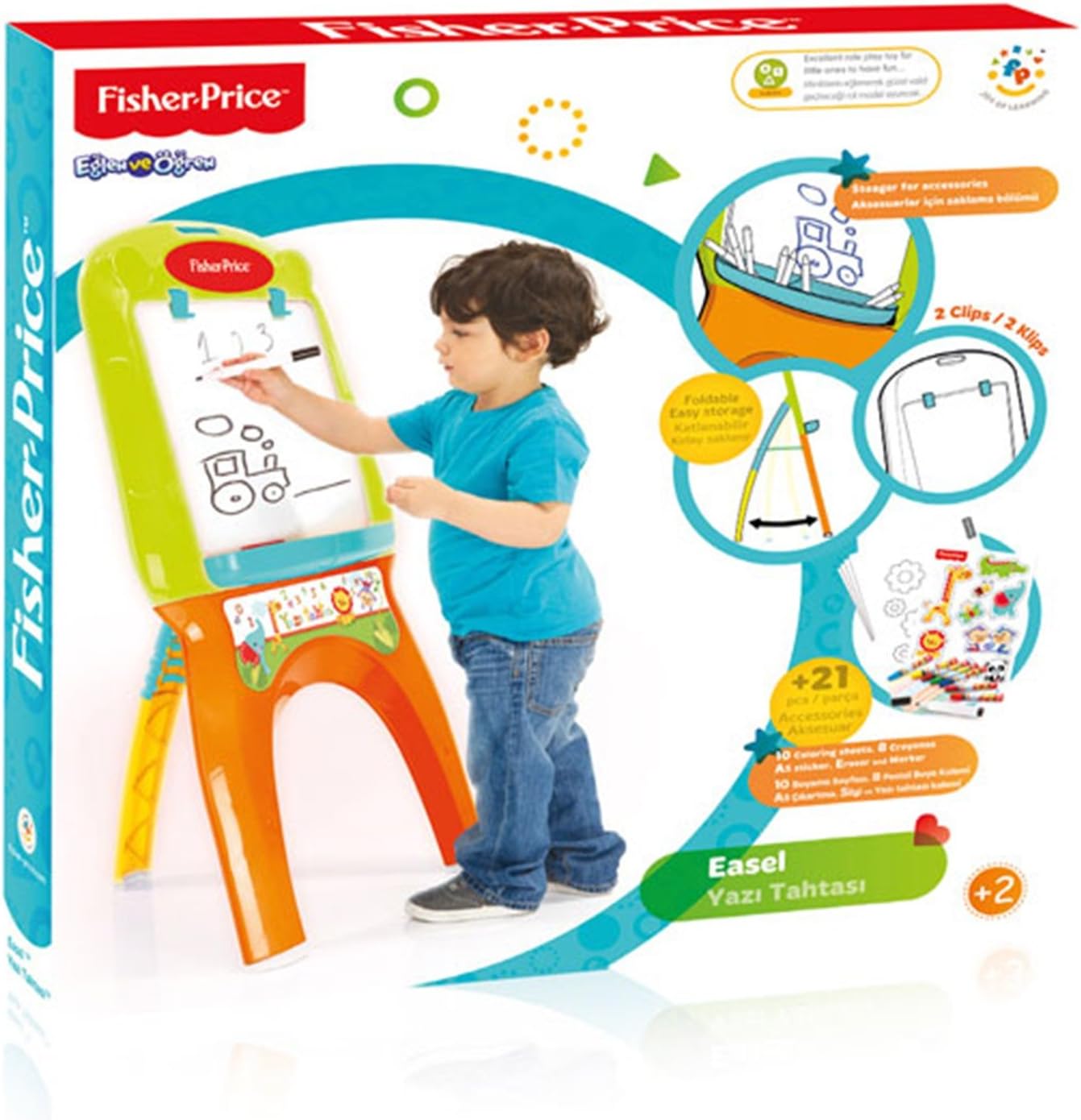 Fisher-Price حامل الرسم المزدوج للأطفال – Easel by DOLU