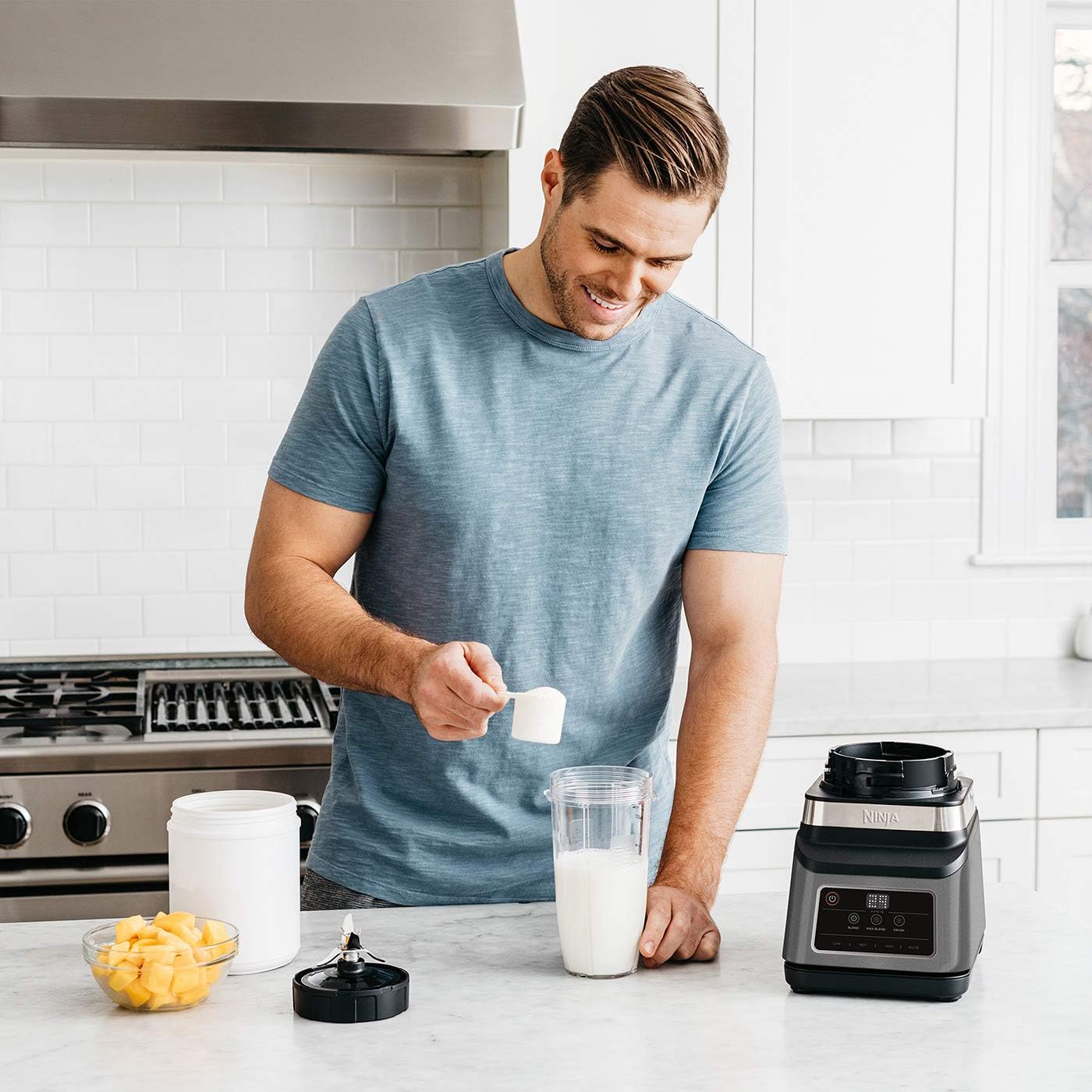 خلاط نينجا 2 في 1 مع 3 برامج أوتوماتيكية / إبريق سعة 2.1 لتر وكوب سعة 700 مل - أسود