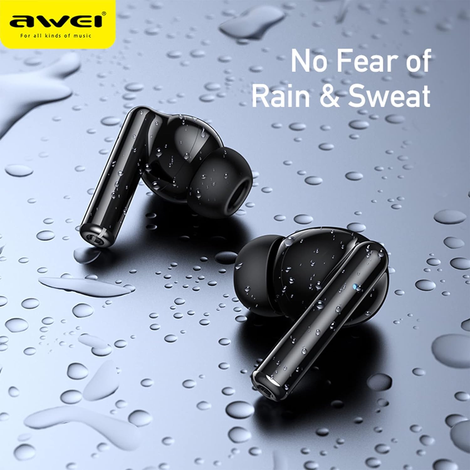 سماعات أذن AWEI اللاسلكية بتقنية البلوتوث وسماعات الألعاب مع ميكروفون - أسود