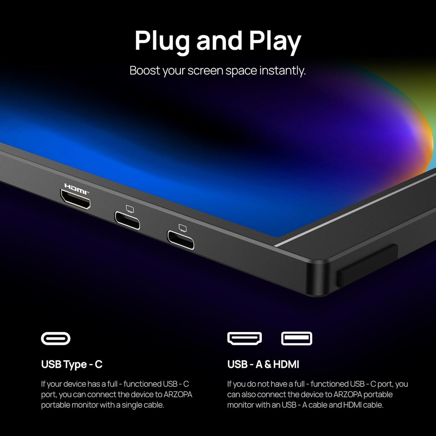 Arzopa Z1RC | 16" 2.5K Portable Monitor with 500nits 8bit Display