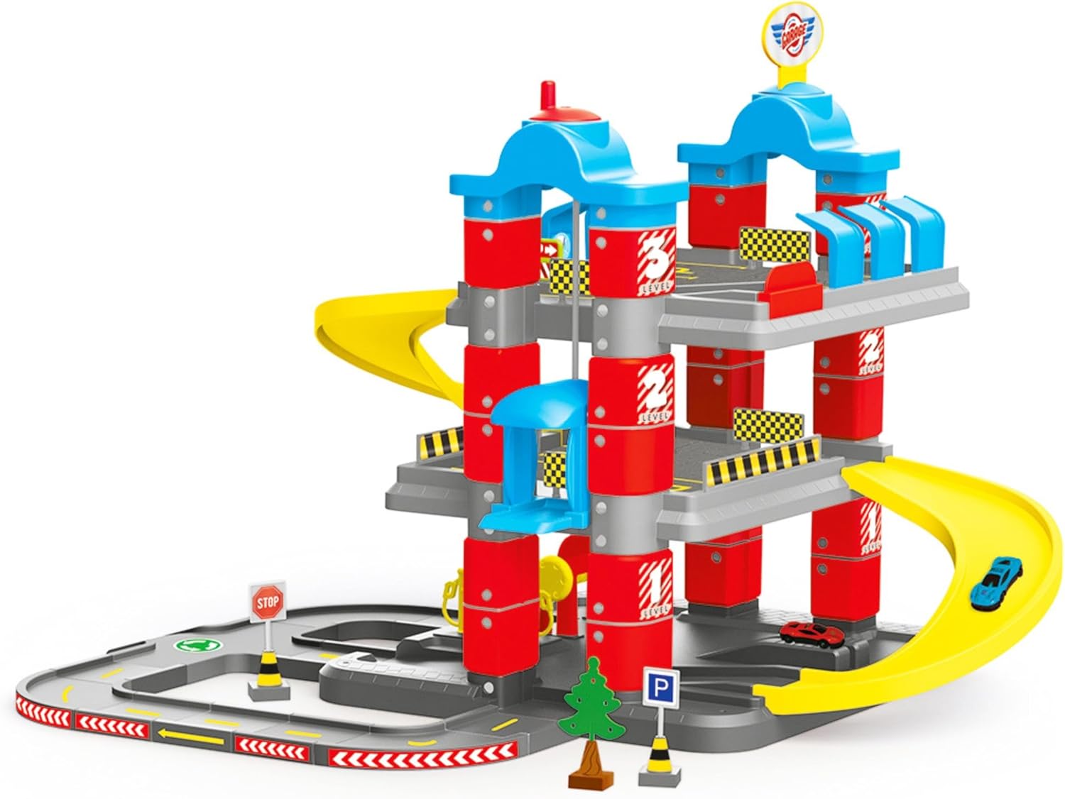 DOLU 3-Level Car Garage Playset with Lift & 2 Diecast Cars