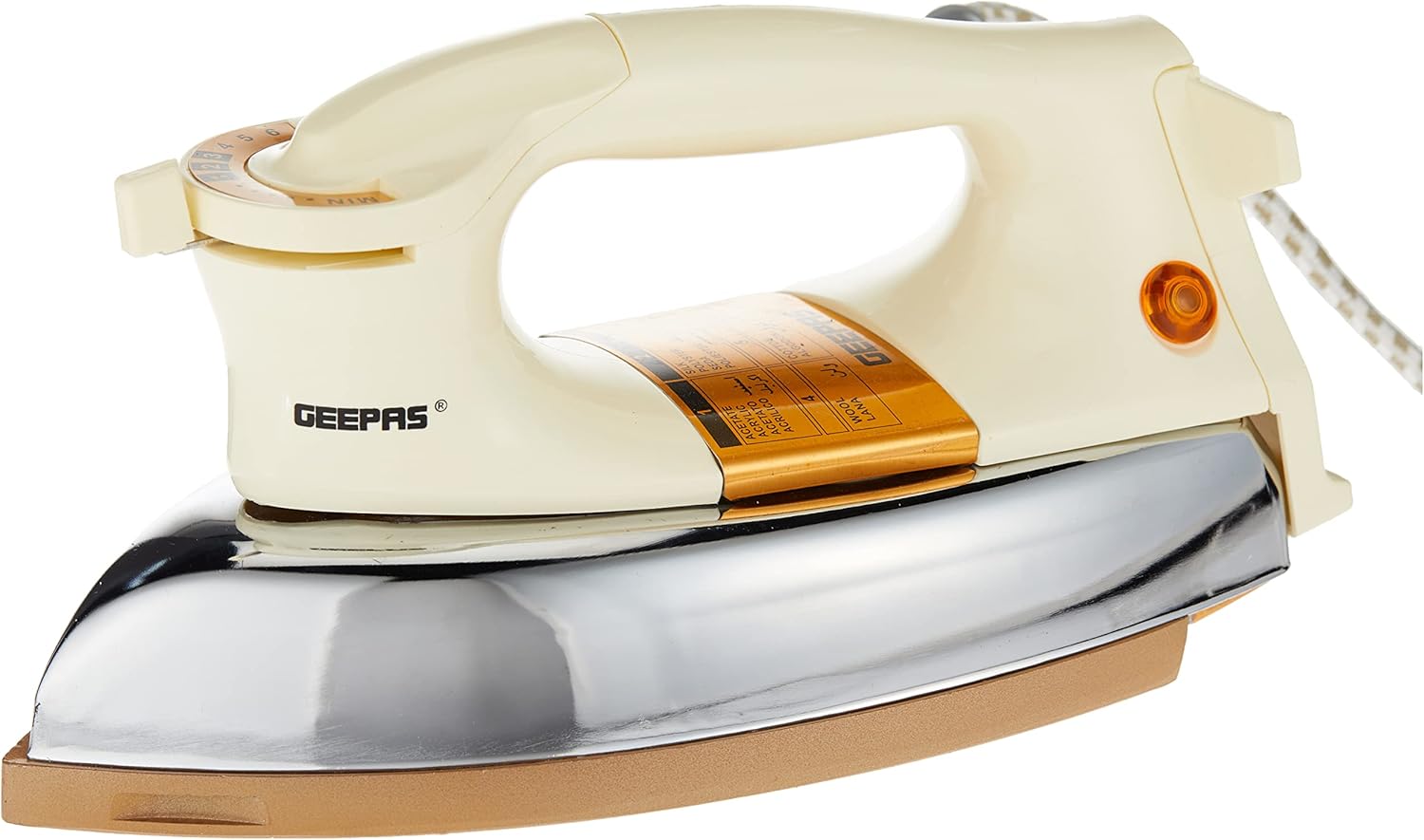 Geepas Dry Iron GDI2752 - 1000W Ceramic Soleplate, Temperature Control