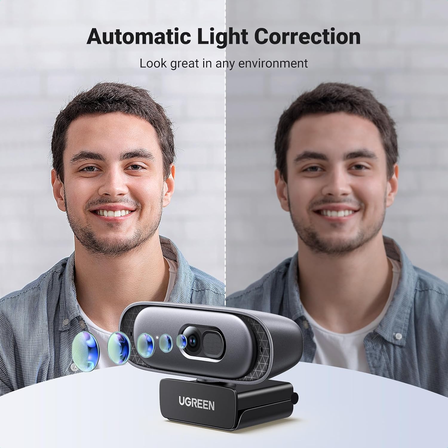 UGREEN 2K Webcam with Dual Mic & Autofocus for PC