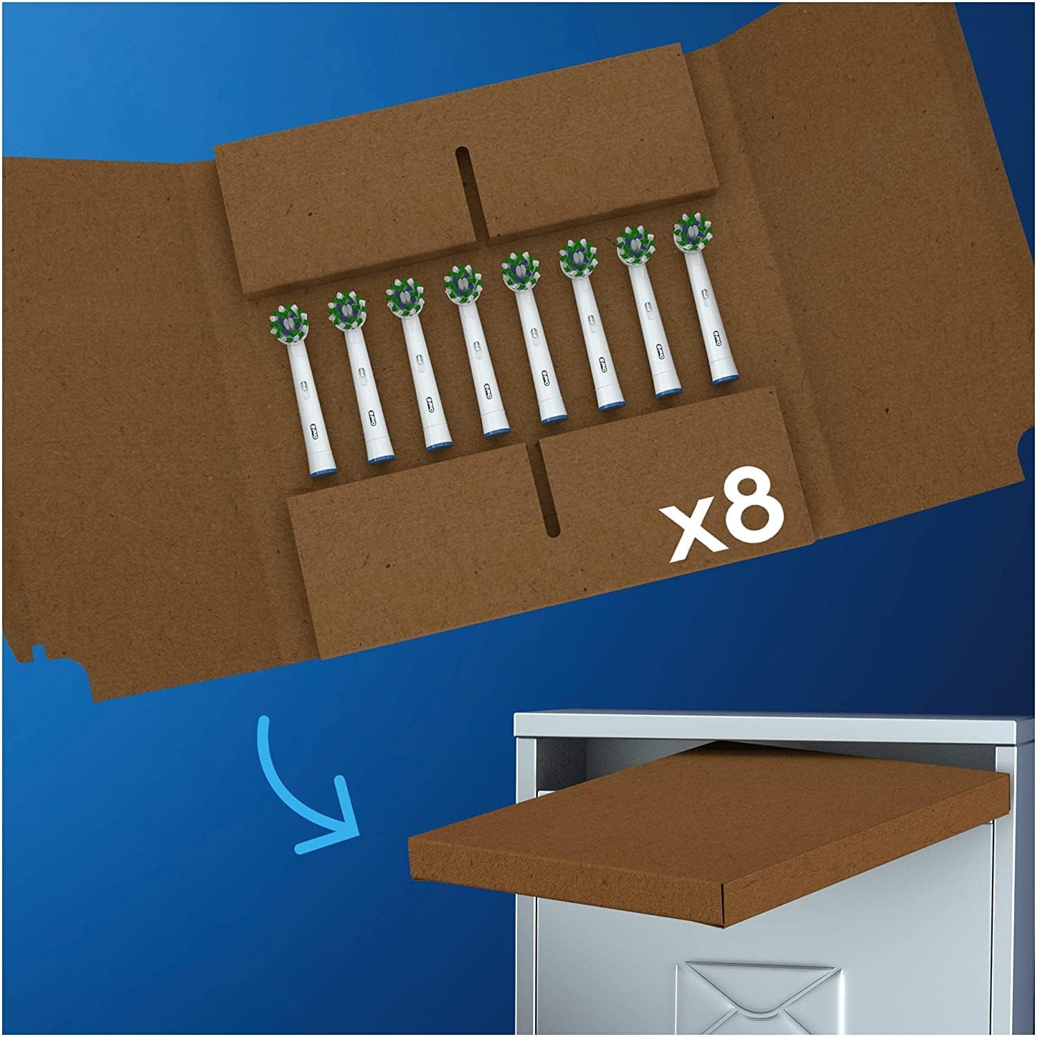 رأس فرشاة الأسنان الكهربائية أورال-بي كروس أكشن مع تقنية كلين ماكسميزر عبوة من 8 قطع - أبيض