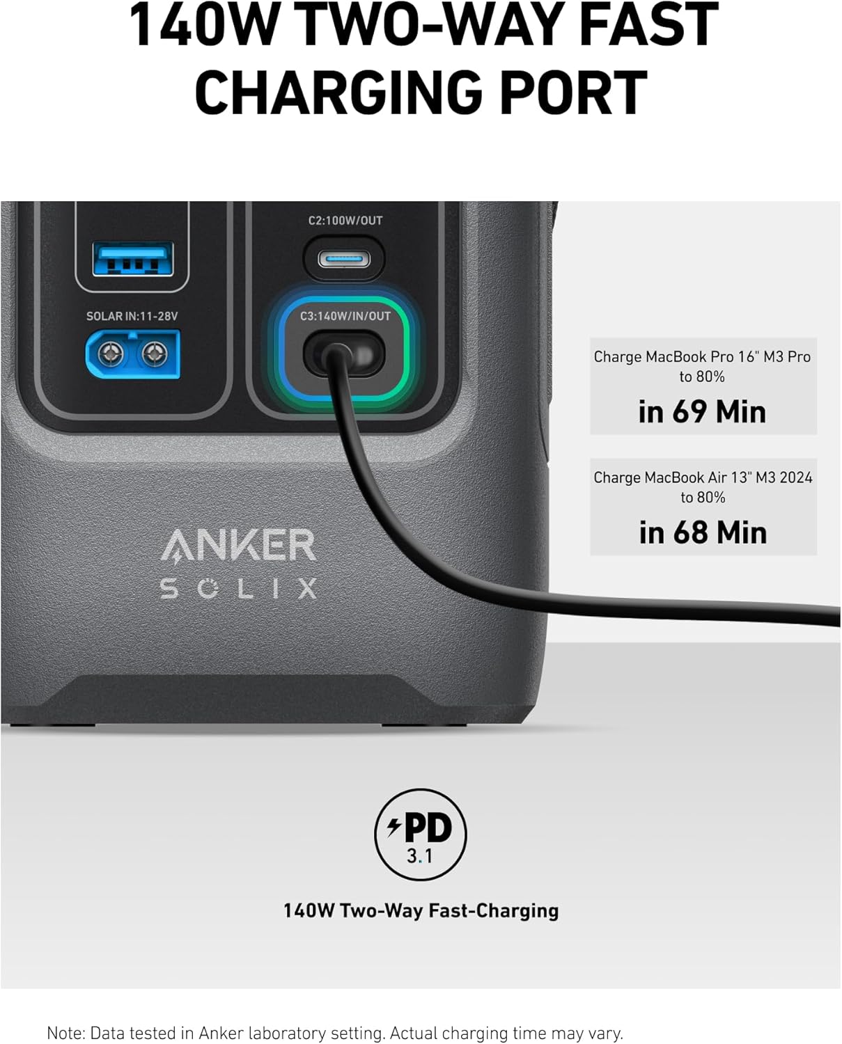 بنك الطاقة Anker SOLIX C200 DC - محطة طاقة محمولة بقوة 200 واط