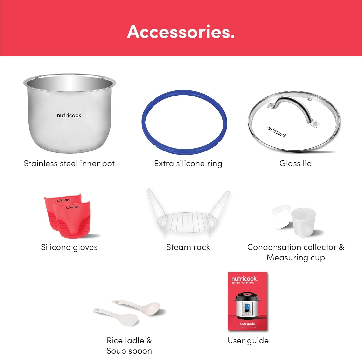 مقلاة هوائية من نيوتري كوك سمارت بوت برايم / قدر ضغط - فضي