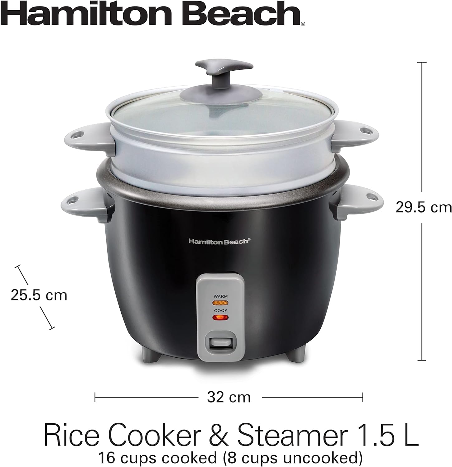 Hamilton Beach Rice Cooker & Steamer 1.5L / 500W - Black
