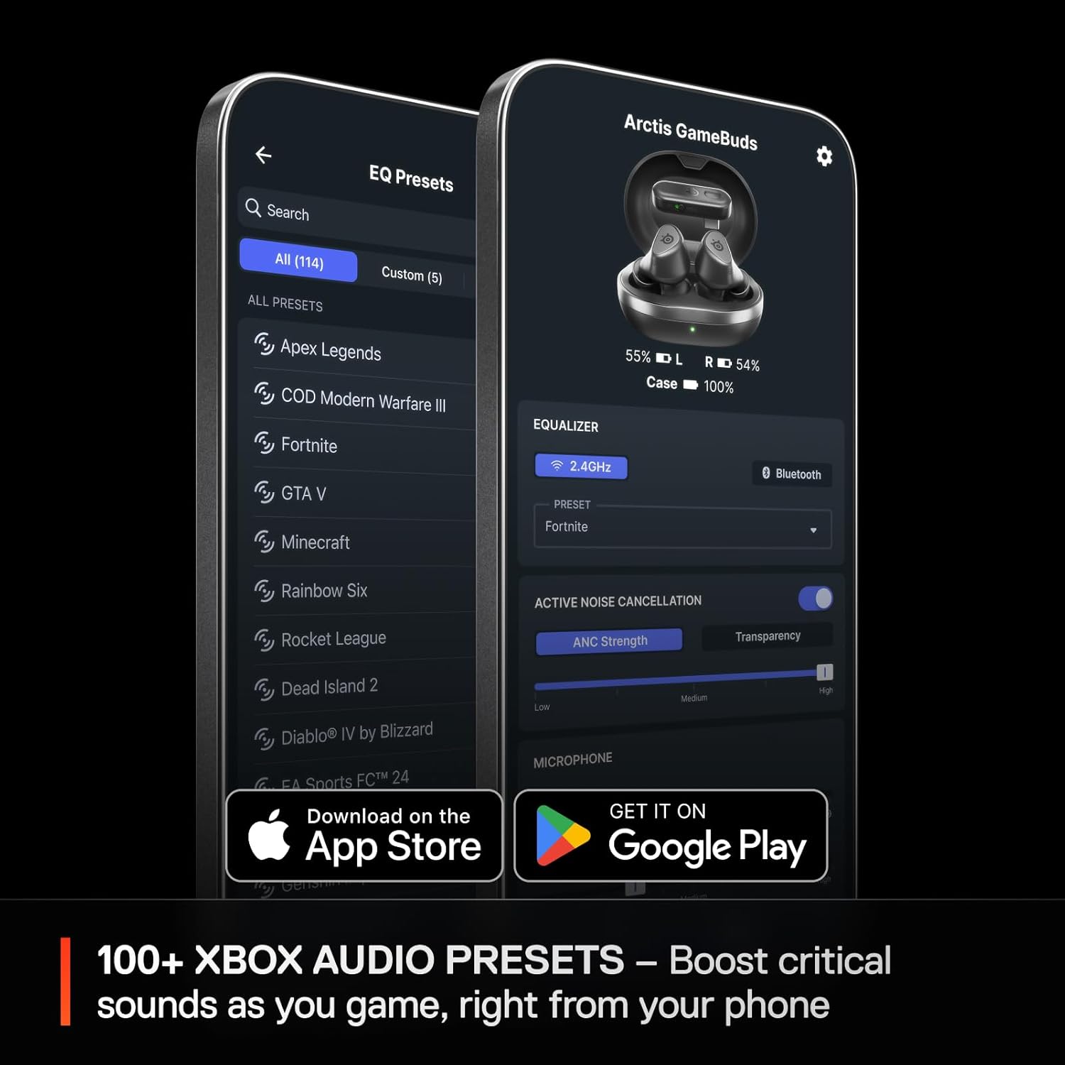 Arctis GameBuds - سماعات أذن لاسلكية مزدوجة للألعاب، بطارية تدوم حتى 40 ساعة