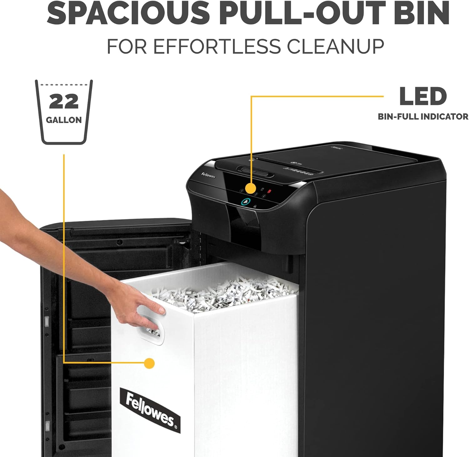 آلة تمزيق الورق Fellowes AutoMax Auto Feed التي تقطع حتى 550 ورقة - باللون الأسود