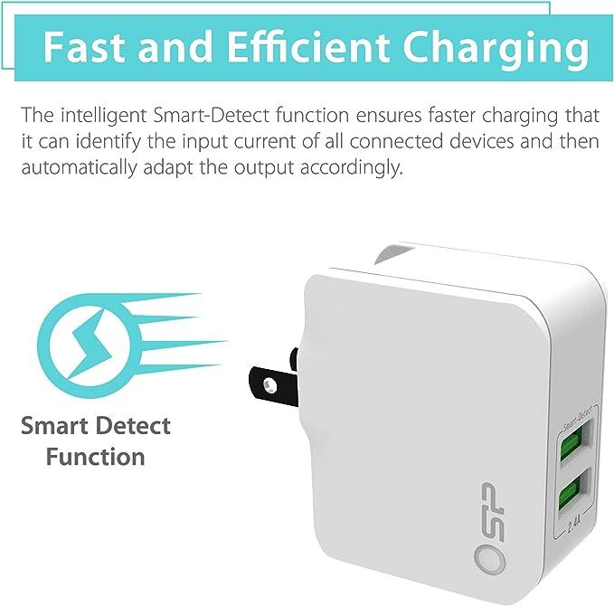 Silicon Power Wall Charger WC102P Dual Fast USB Charging - White