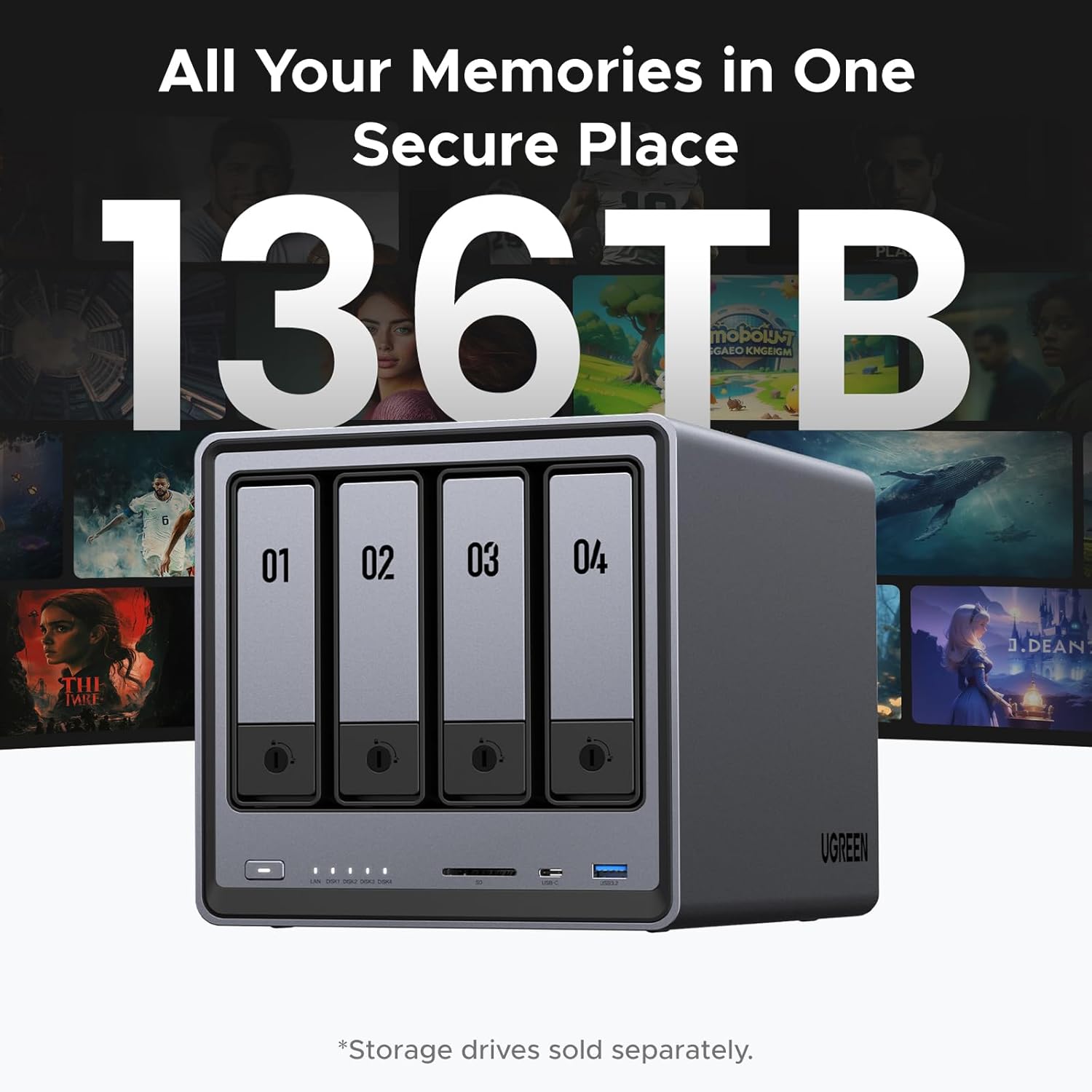 UGREEN NASync DXP4800 تخزين شبكي قوي بأربع فتحات