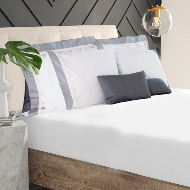 Givi Lulu Queen Fitted Sheet Set 3-Piece - White & Taupe