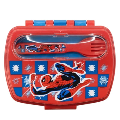 STOR FUNNY SANDWICH BOX WITH CUTLERY SPIDERMAN ARACHNID GRID