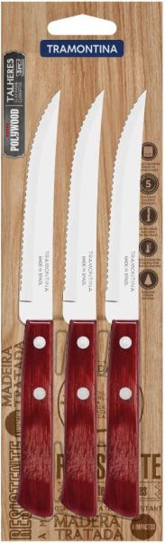 Tramontina Polywood 3-Piece Steak Knife Set – 21cm
