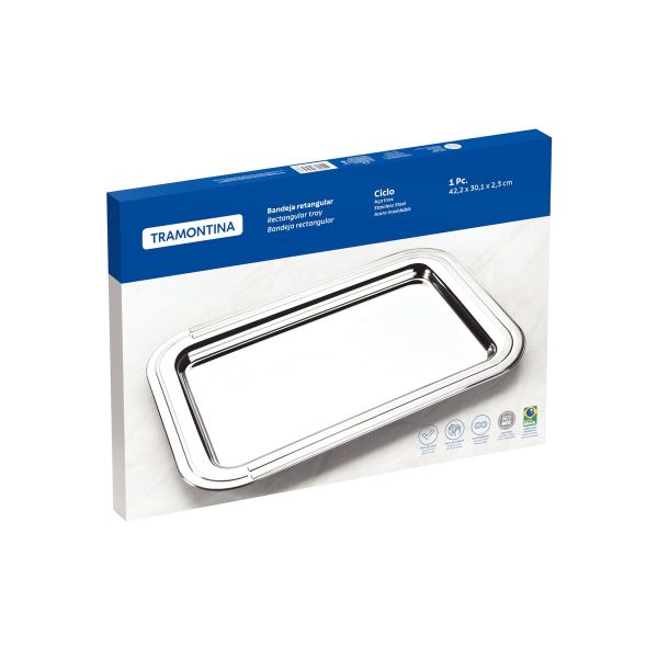Tramontina Ciclo 42×30cm Rectangular Stainless Steel Tray