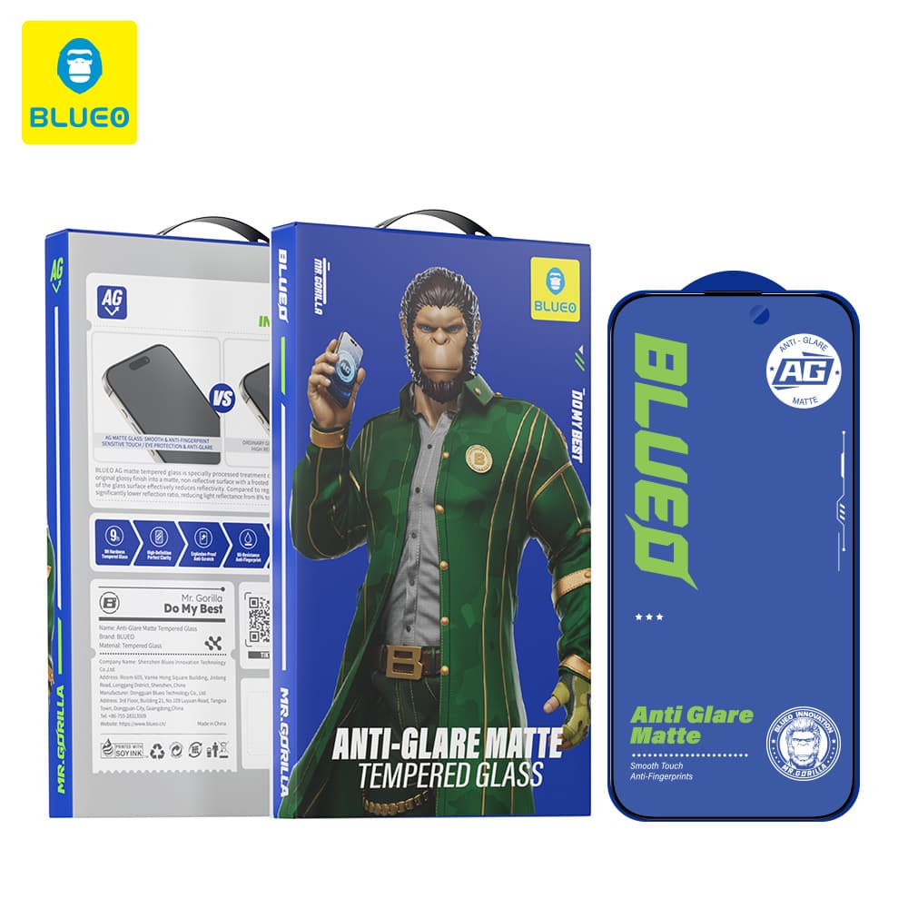 واقي شاشة Blueo Matt للايفون 17 / 17 Air / 17 Pro / 17 Pro Max – زجاج مقوى مضاد للانعكاس والخدوش