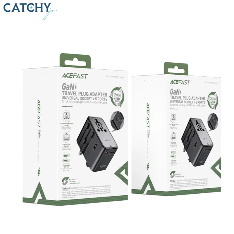 شاحن ACEFAST Z8 GaN 45W بخمسة منافذ USB-C وUSB-A