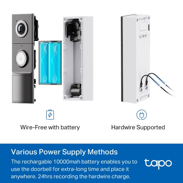 Tapo D235 Smart Doorbell Cam – 2K Video, Battery or Wired
