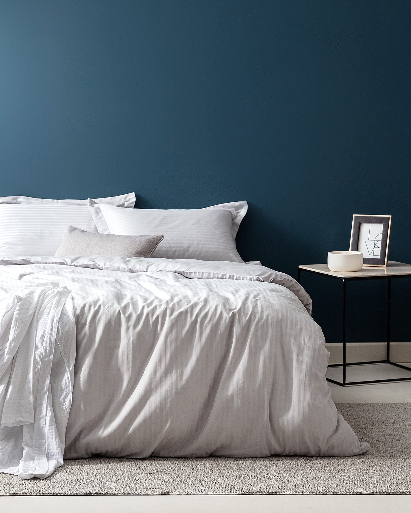 Elicia Double Size Striped Satin Duvet Cover Set - Madame Coco JO