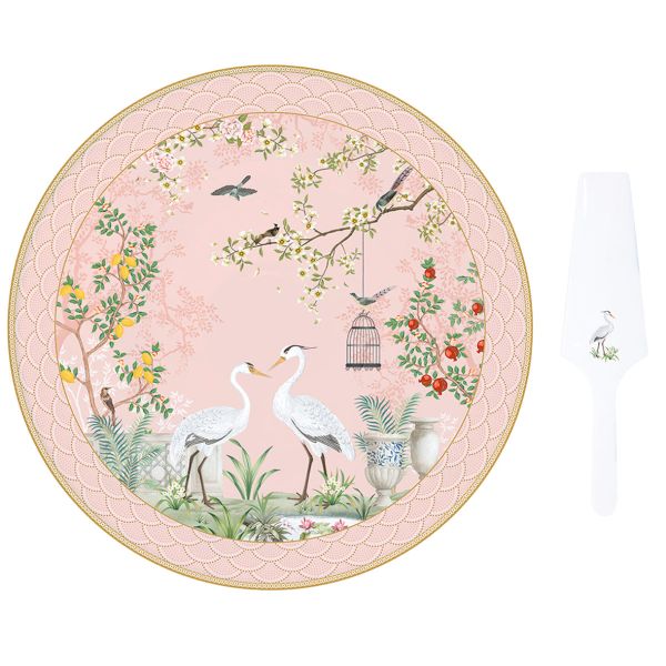 طقم تقديم كيك 32 سم قطعتين من Easy Life Jardin De Reves